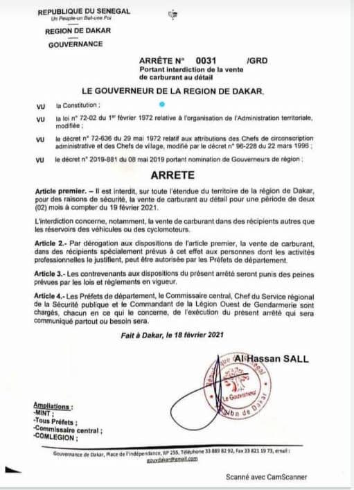  Dakar : la vente de carburant au détail interdite