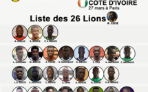 Voici la liste des 26 Lions pour affronter le Nigeria et la Côte d'Ivoire