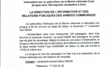 Immigration clandestine : une pirogue interceptée avec 129 passagers