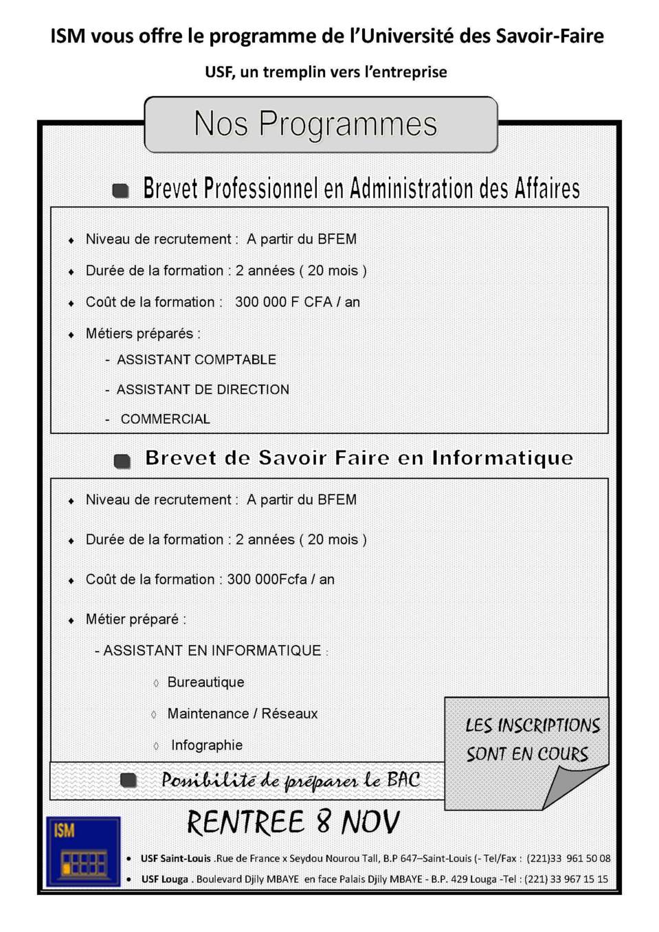 Programme de L'USF